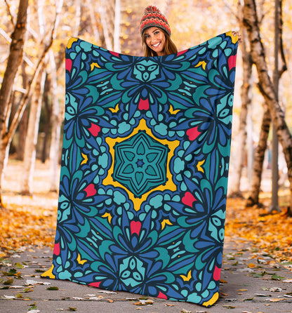 Kaleidoscope Pattern Print Design 04 Premium Blanket