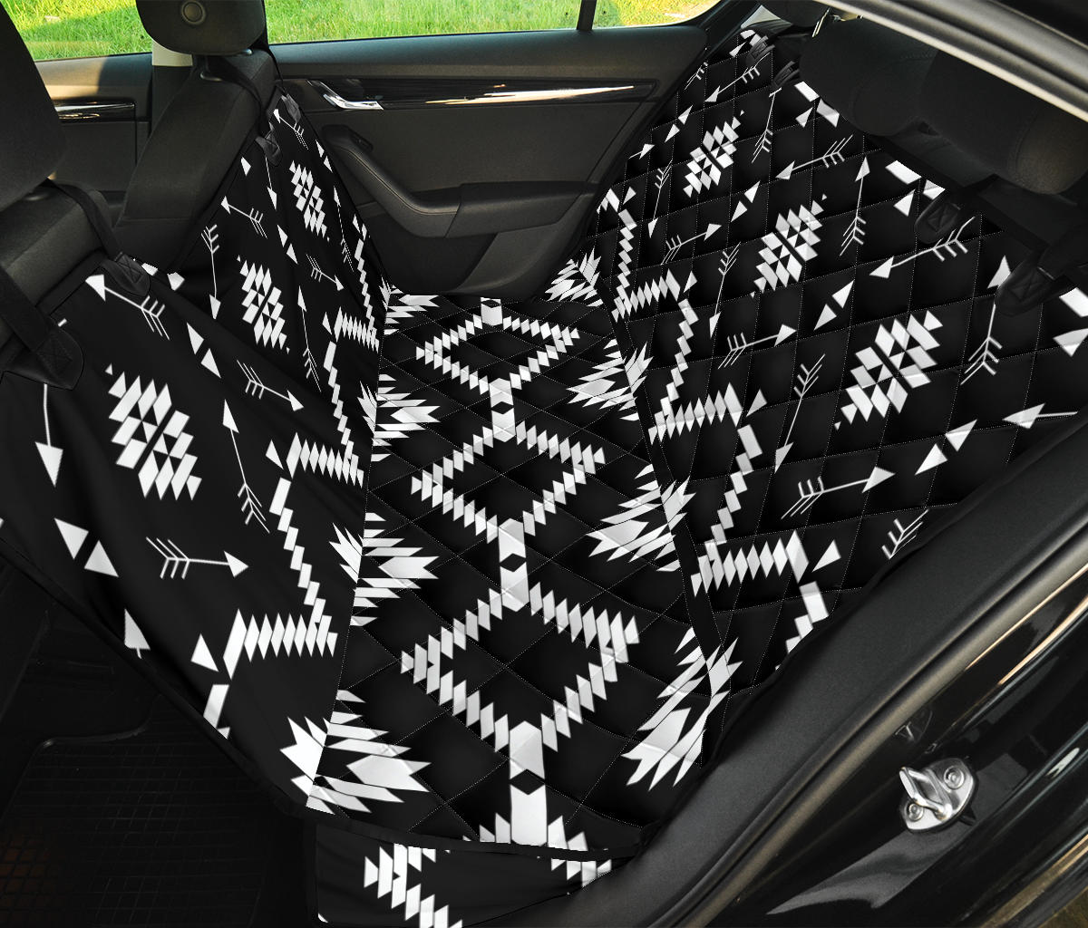Native Pattern Print Design A04 Rear Dog Car Seat Cover Hammock