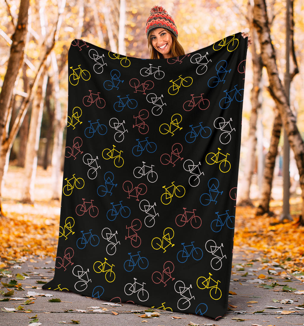 Bicycle Pattern Print Design 03 Premium Blanket