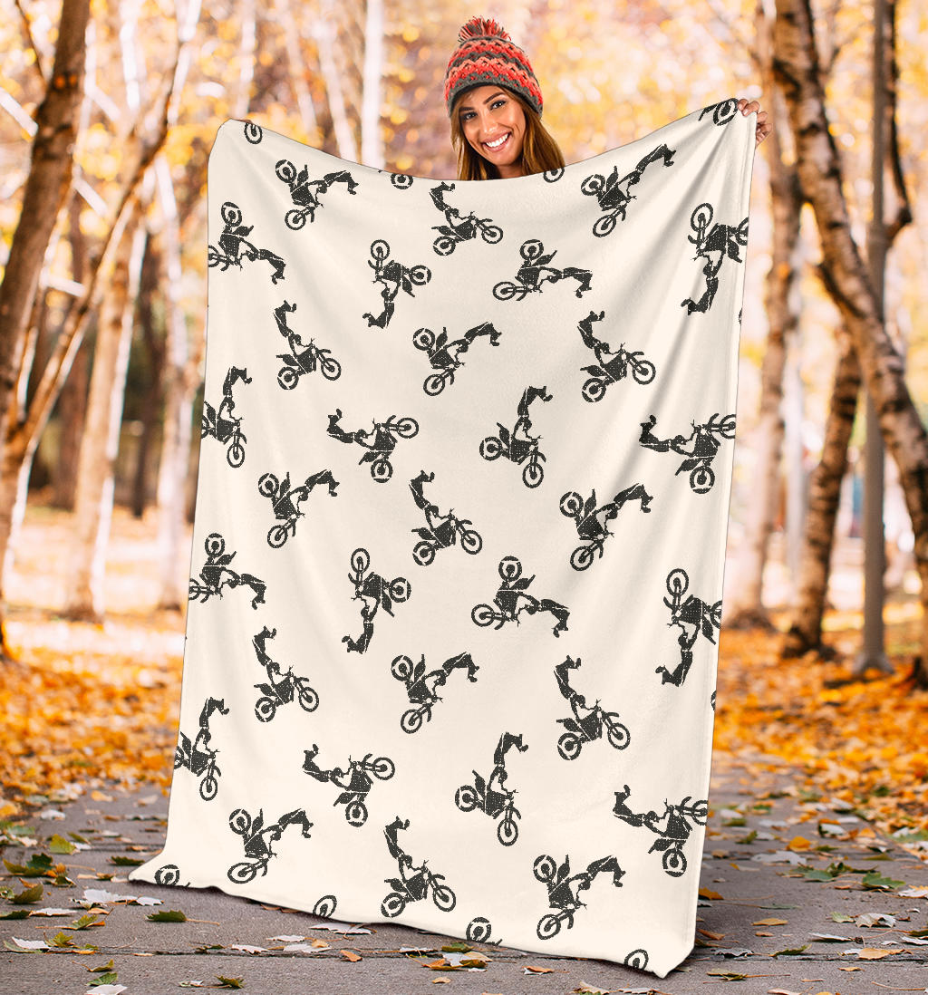 Motocross Pattern Print Design 03 Premium Blanket