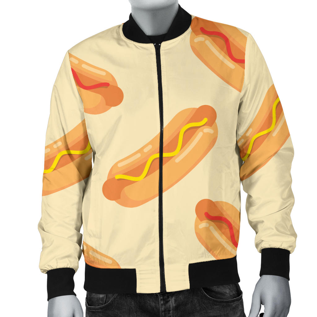 Hot Dog Pattern Print Design 05 Men Bomber Jacket