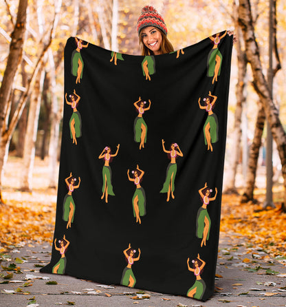Hula Dancers Girl Pattern Print Design 01 Premium Blanket