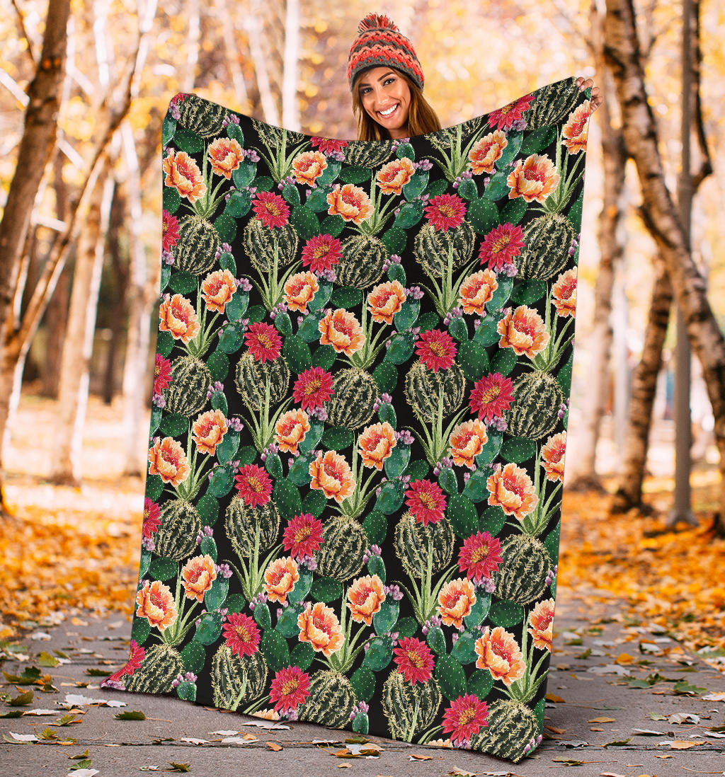 Cactus Pattern Print Design 06 Premium Blanket
