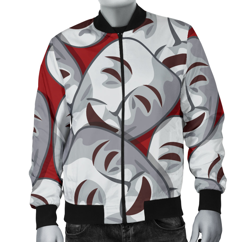 Acting Mask Pattern Print Design 01 Men Bomber Jacket