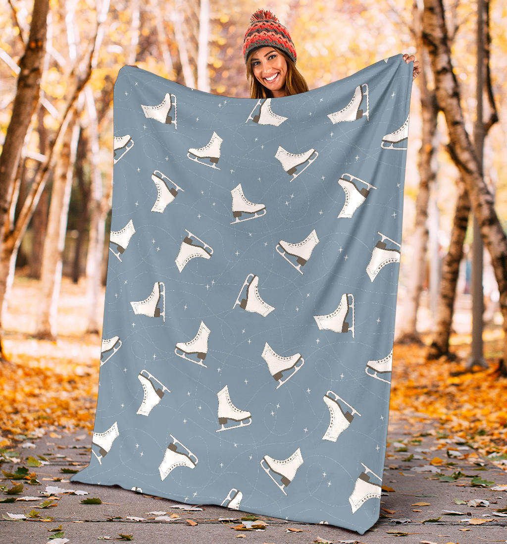 Ice Skate Pattern Print Design 02 Premium Blanket