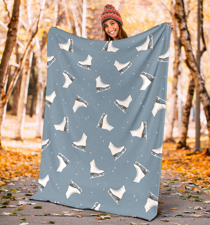 Ice Skate Pattern Print Design 02 Premium Blanket