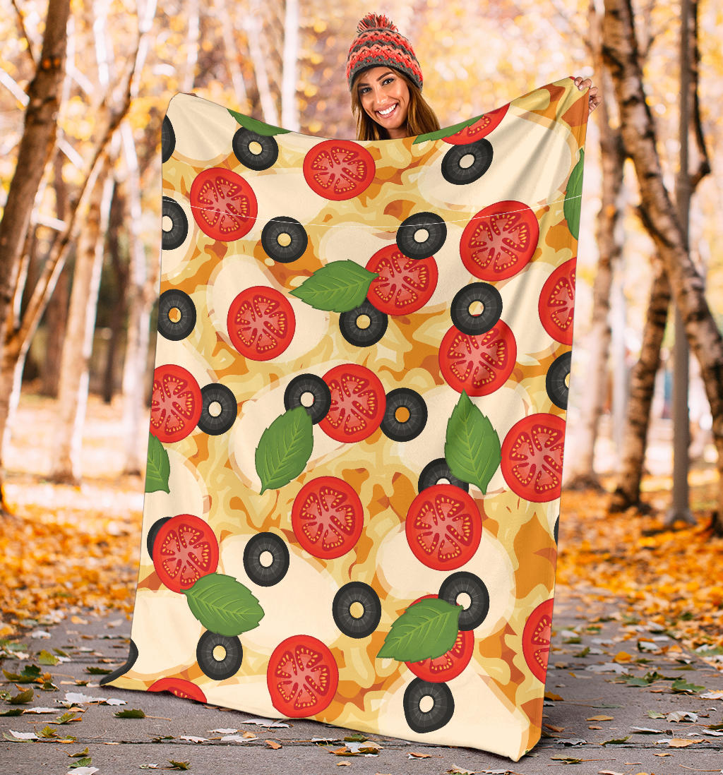 Pizza Pattern Print Design A05 Premium Blanket