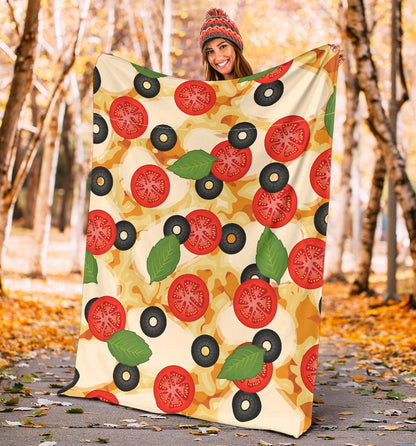 Pizza Pattern Print Design A05 Premium Blanket