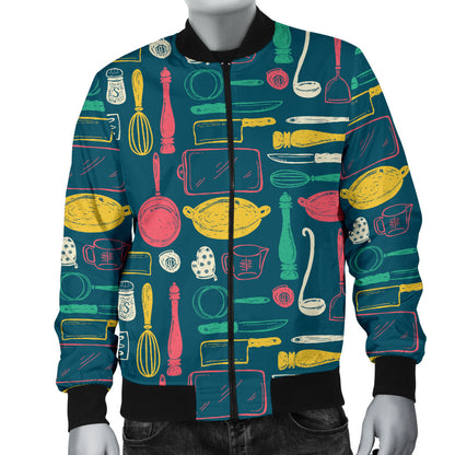 Cooking Kitchen Tools Pattern Print Design 01 Men Bomber Jacket