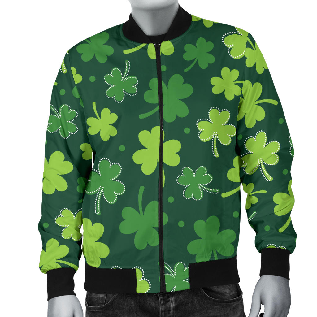 Clover Pattern Print Design 02 Men Bomber Jacket