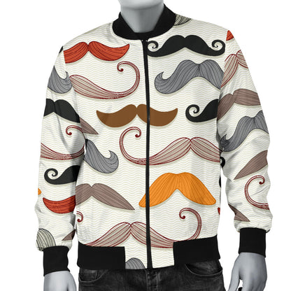 Mustache Pattern Print Design A02 Men Bomber Jacket