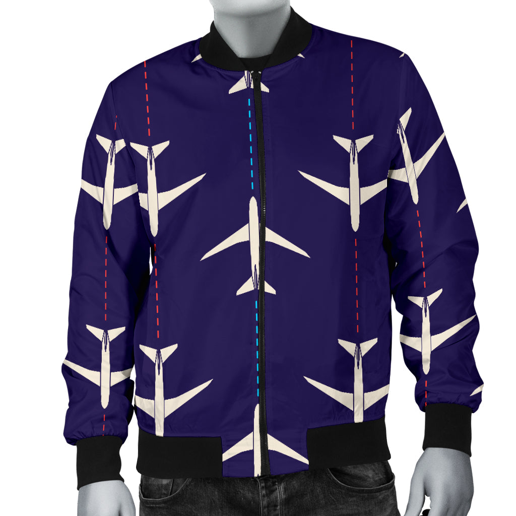 Airplane Pattern Print Design 03 Men Bomber Jacket