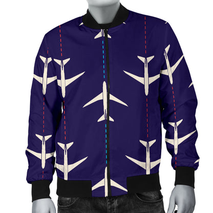 Airplane Pattern Print Design 03 Men Bomber Jacket
