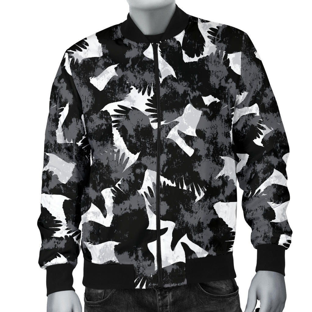 Crow Pattern Print Design 01 Men Bomber Jacket
