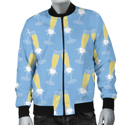 Champagne Pattern Print Design 06 Men Bomber Jacket