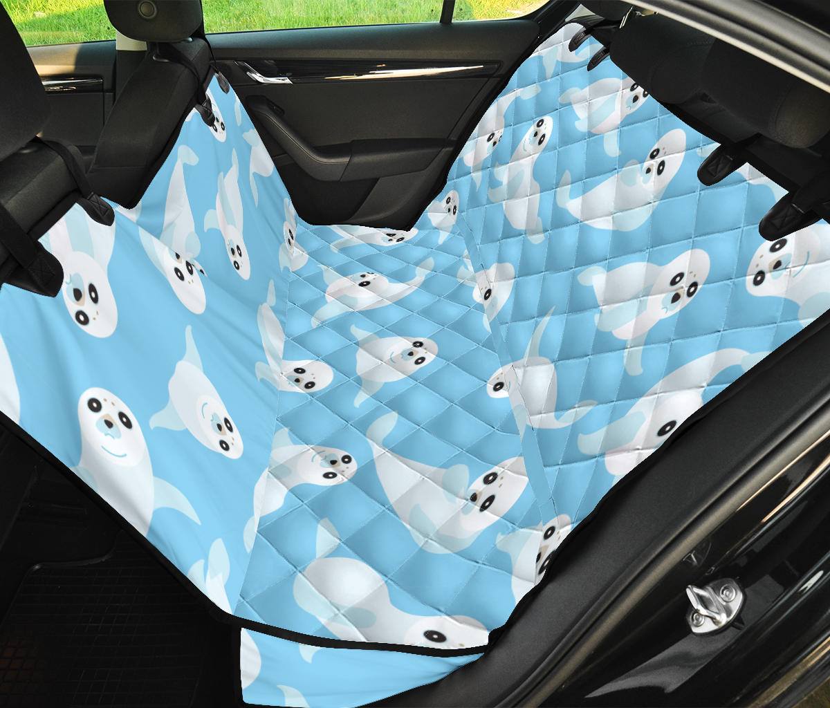 Sea Lion Cute Pattern Print Design 03 Rear Dog Car Seat Cover Hammock