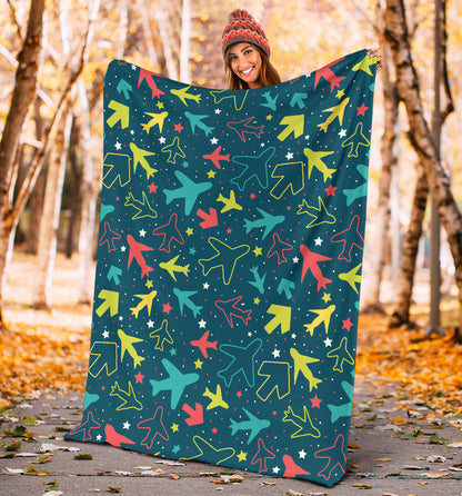 Airplane Pattern Print Design 05 Premium Blanket