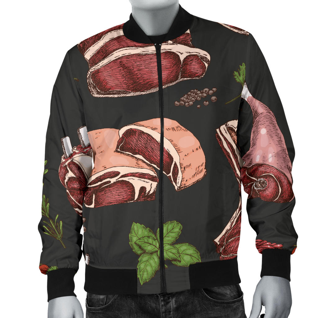 Meat Pattern Print Design 02 Men Bomber Jacket