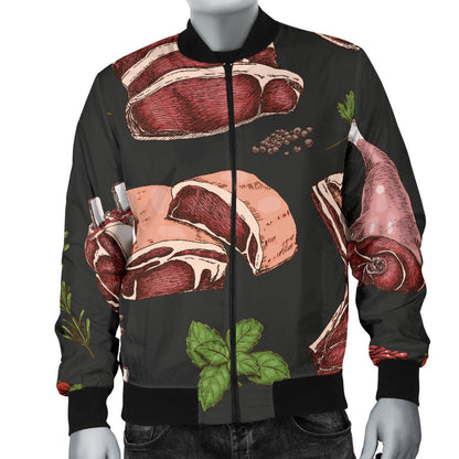 Meat Pattern Print Design 02 Men Bomber Jacket