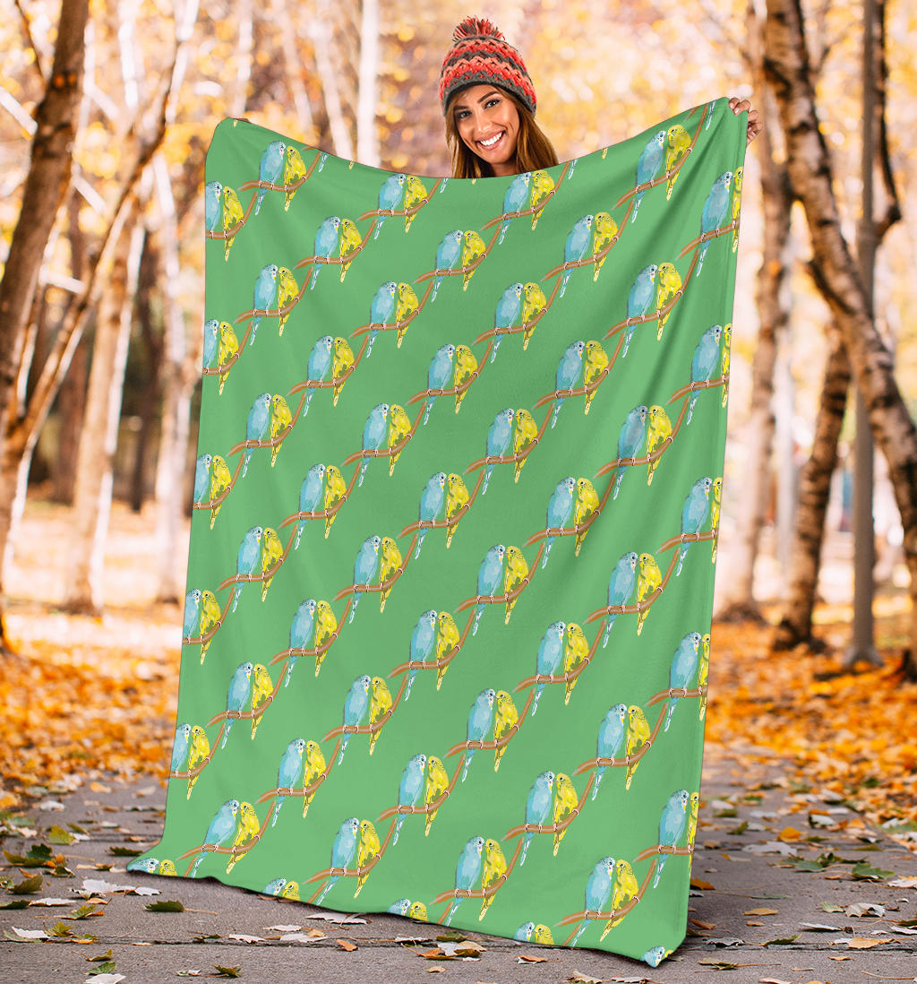 Budgerigar Pattern Print Design 01 Premium Blanket