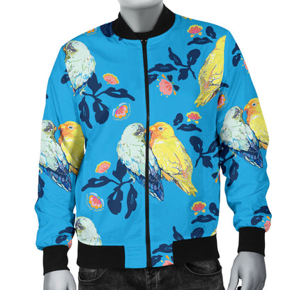 Lovebird Pattern Print Design 03 Men Bomber Jacket