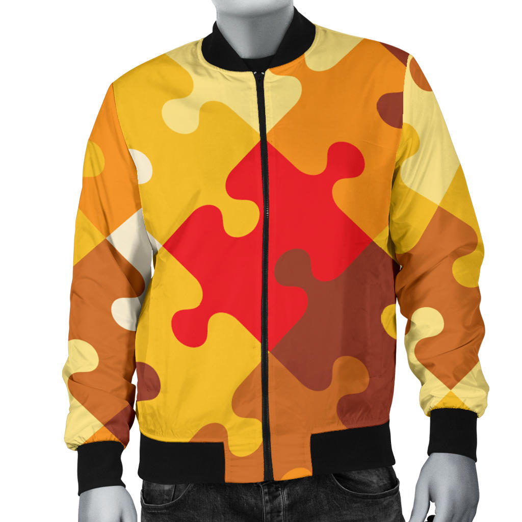 Puzzle Pattern Print Design A01 Men Bomber Jacket
