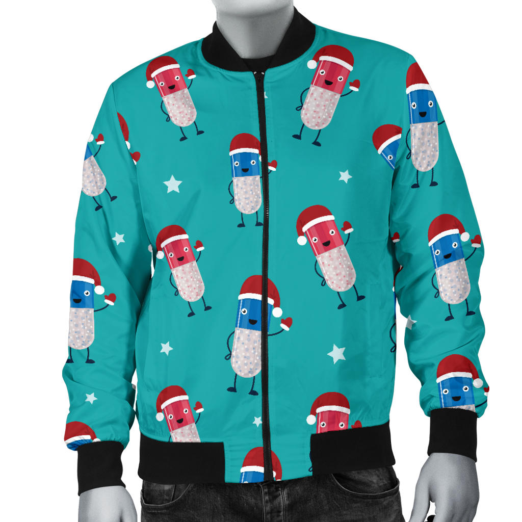 Pill Pattern Print Design A03 Men Bomber Jacket