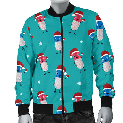 Pill Pattern Print Design A03 Men Bomber Jacket