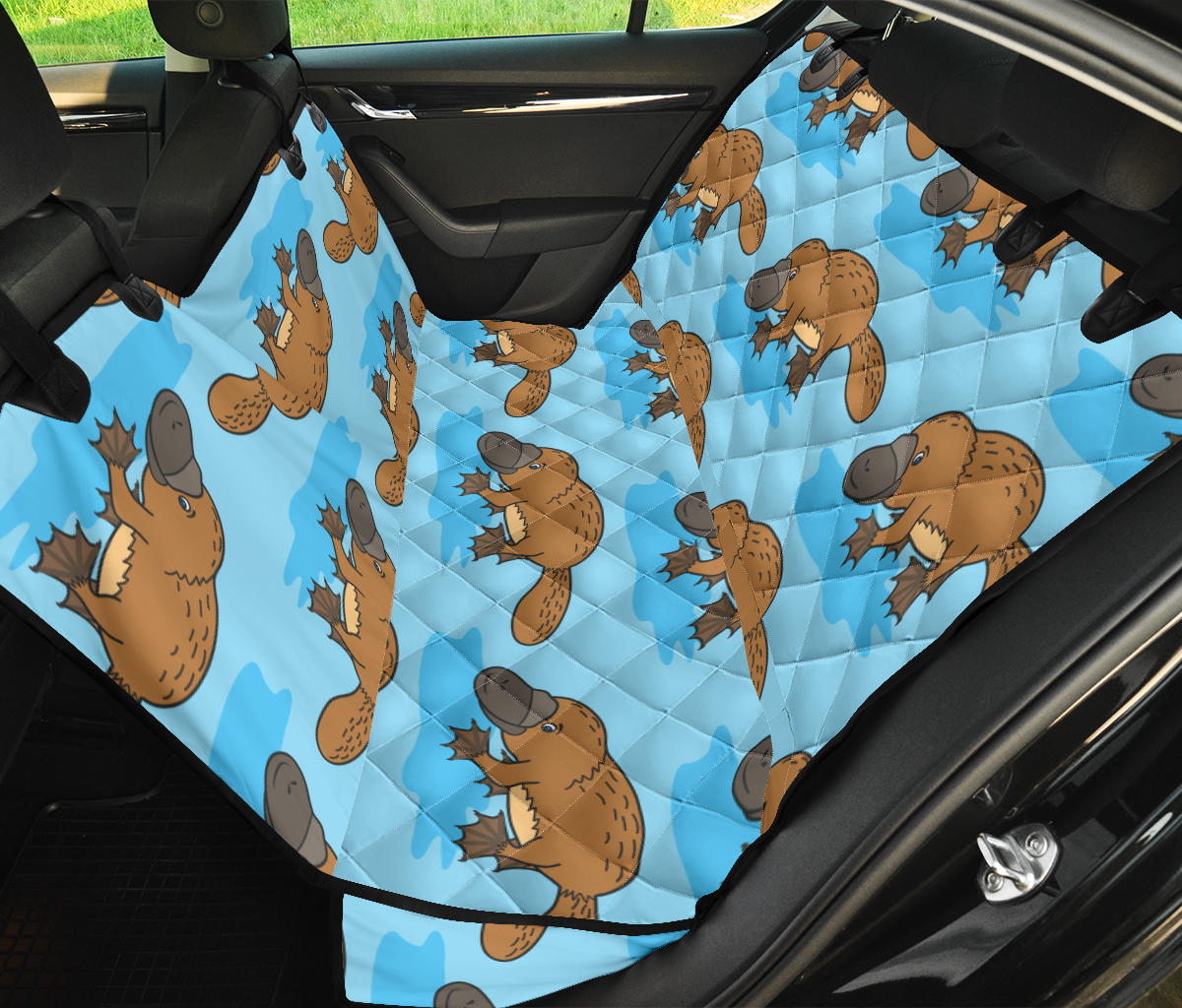 Platypus Pattern Print Design A02 Rear Dog Car Seat Cover Hammock