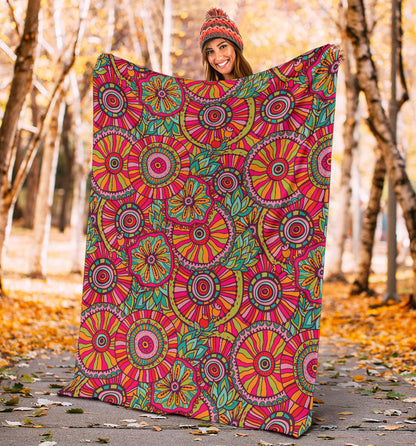 Boho Pattern Print Design 01 Premium Blanket