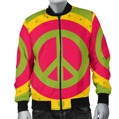 Peace Sign Pattern Print Design A01 Men Bomber Jacket