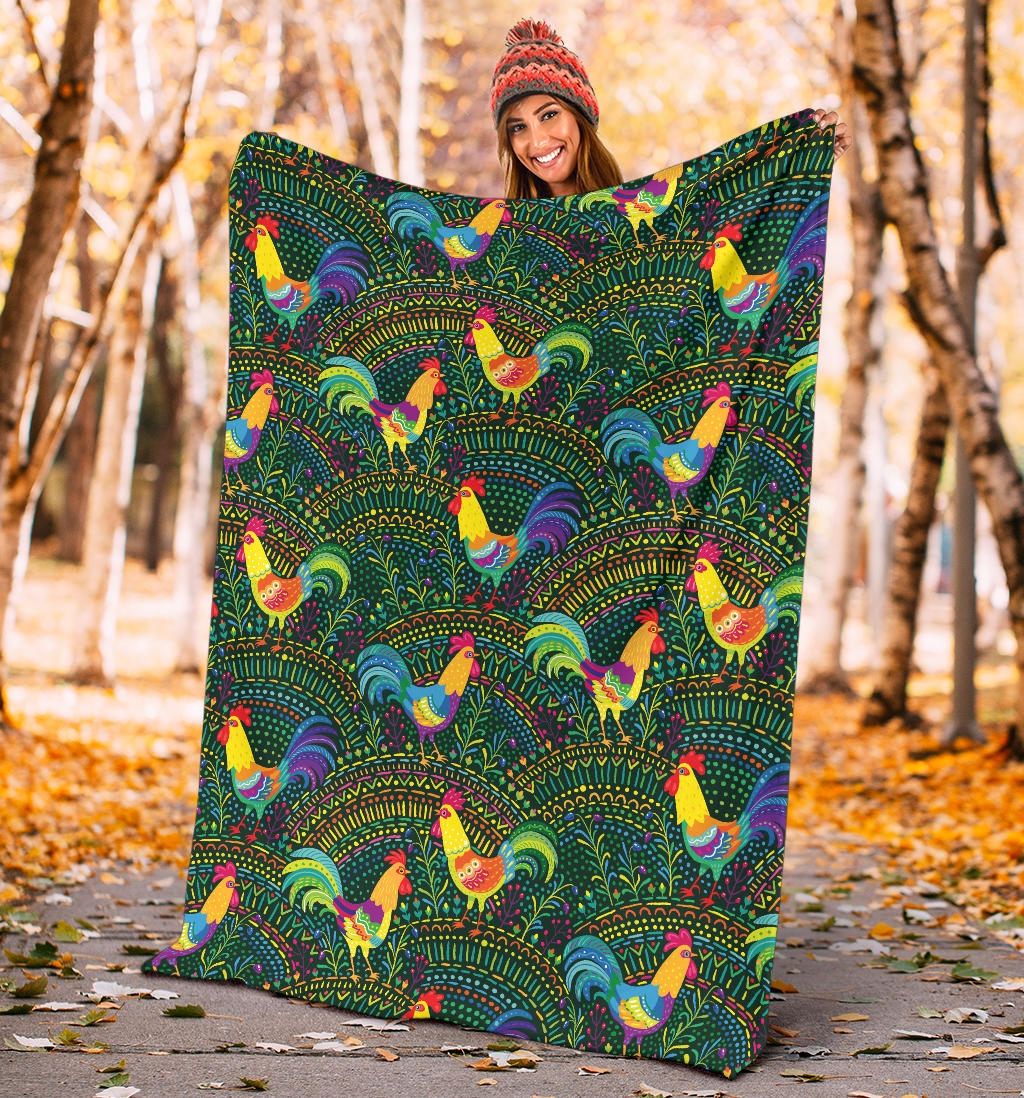 Rooster Pattern Print Design A01 Premium Blanket