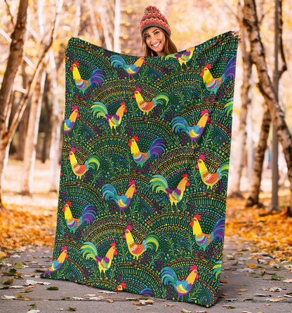 Rooster Pattern Print Design A01 Premium Blanket
