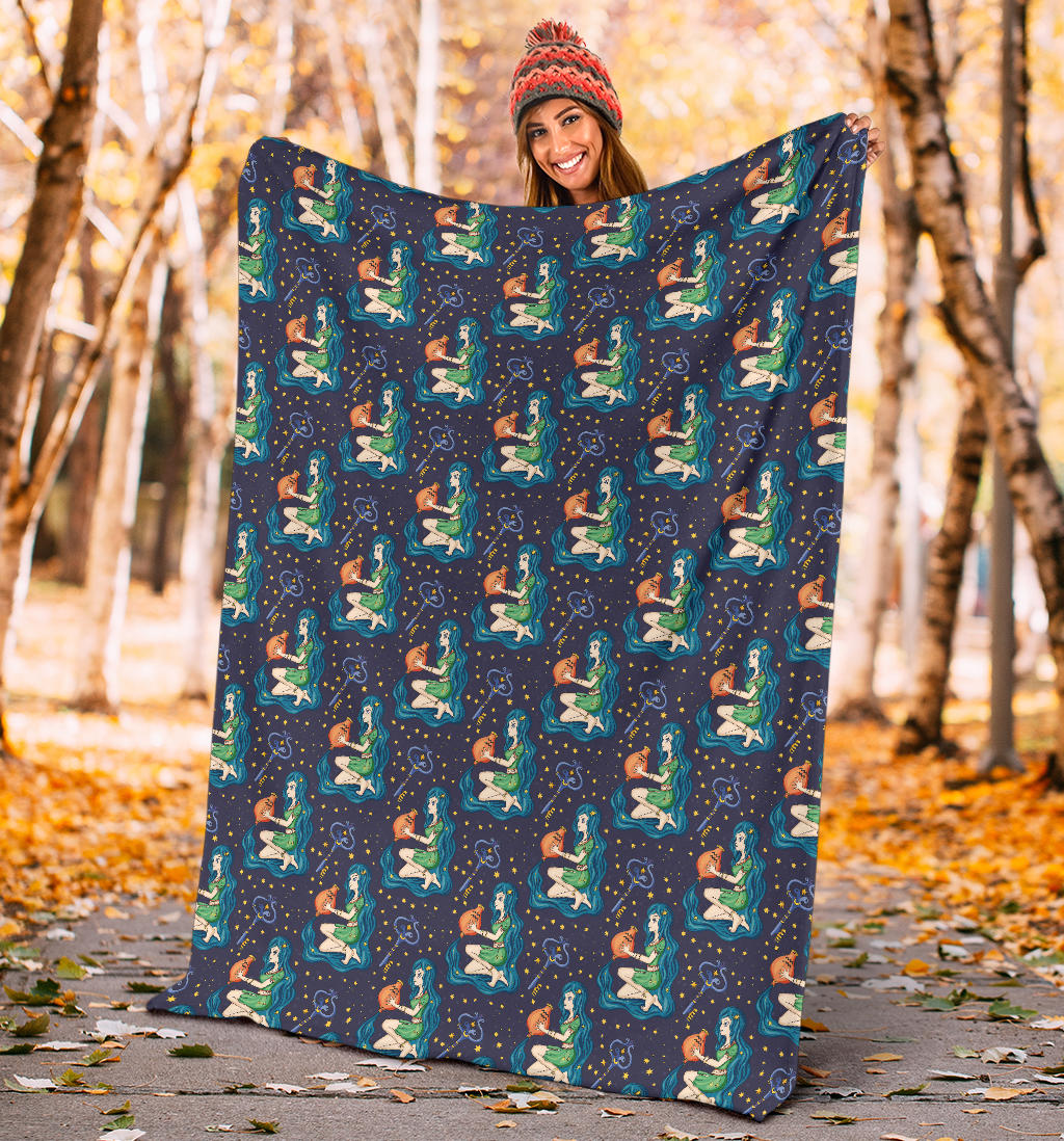 Aquarius Zodiac Pattern Print Design 03 Premium Blanket