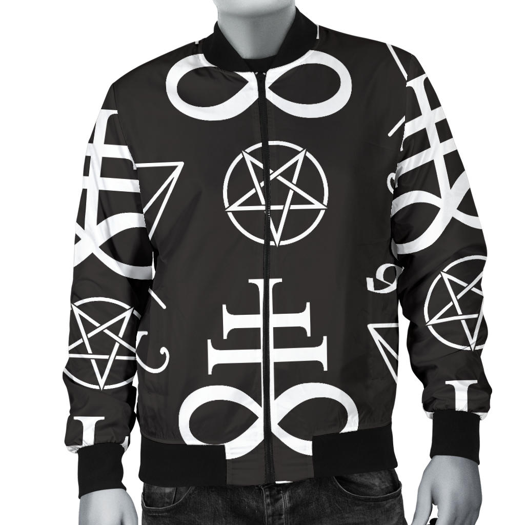 Pentagram Pattern Print Design A04 Men Bomber Jacket