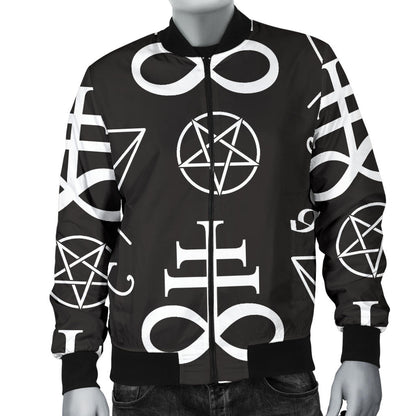 Pentagram Pattern Print Design A04 Men Bomber Jacket