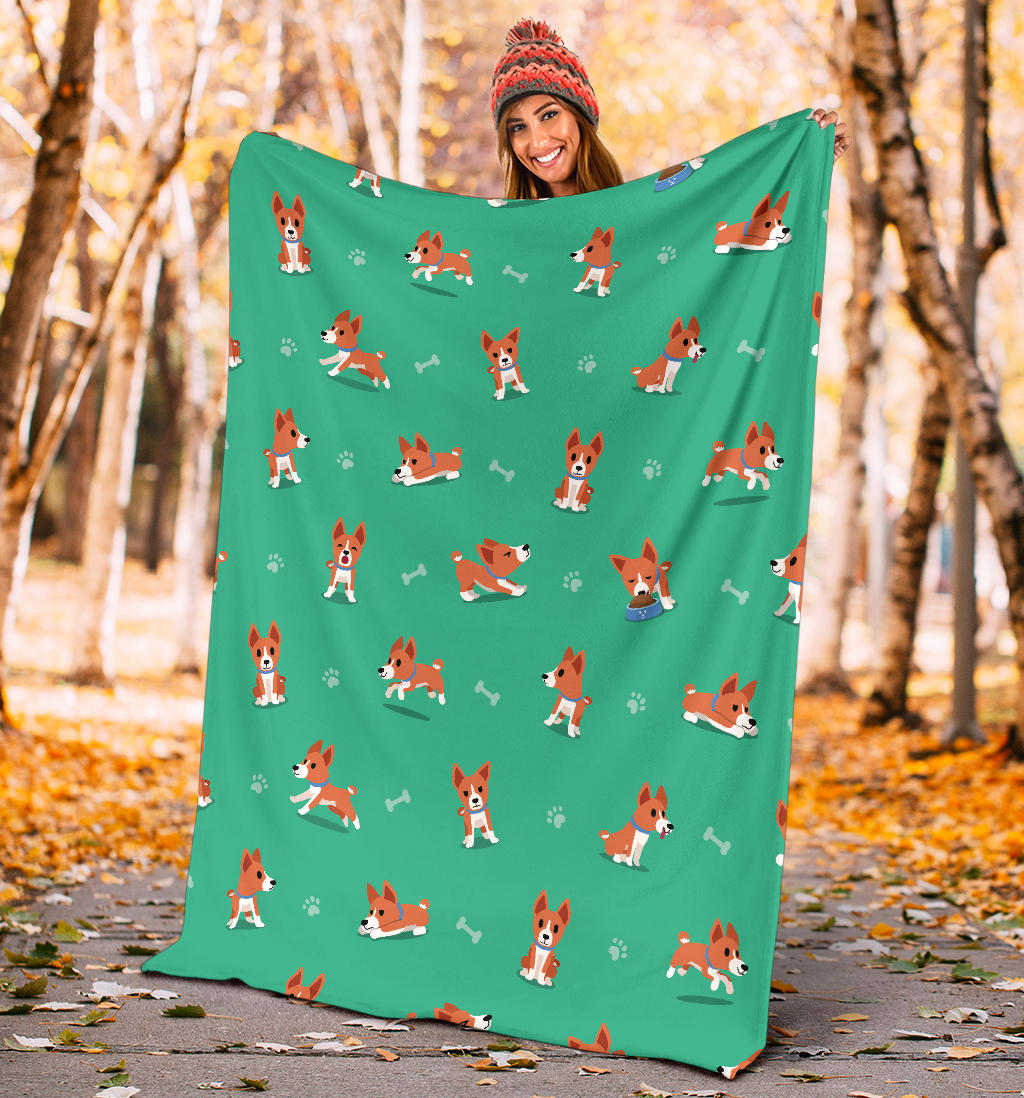 Basenji Pattern Print Design 02 Premium Blanket