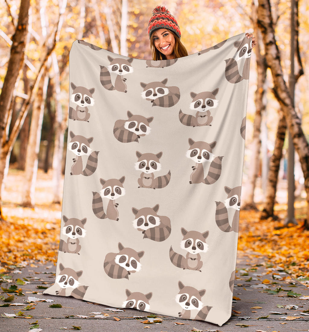 Raccoon Pattern Print Design A05 Premium Blanket