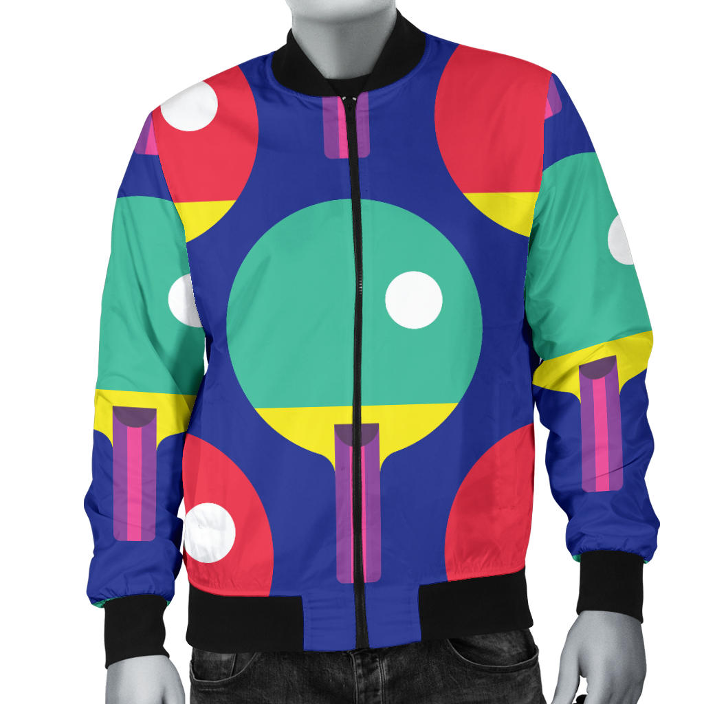 Ping Pong Pattern Print Design A03 Men Bomber Jacket