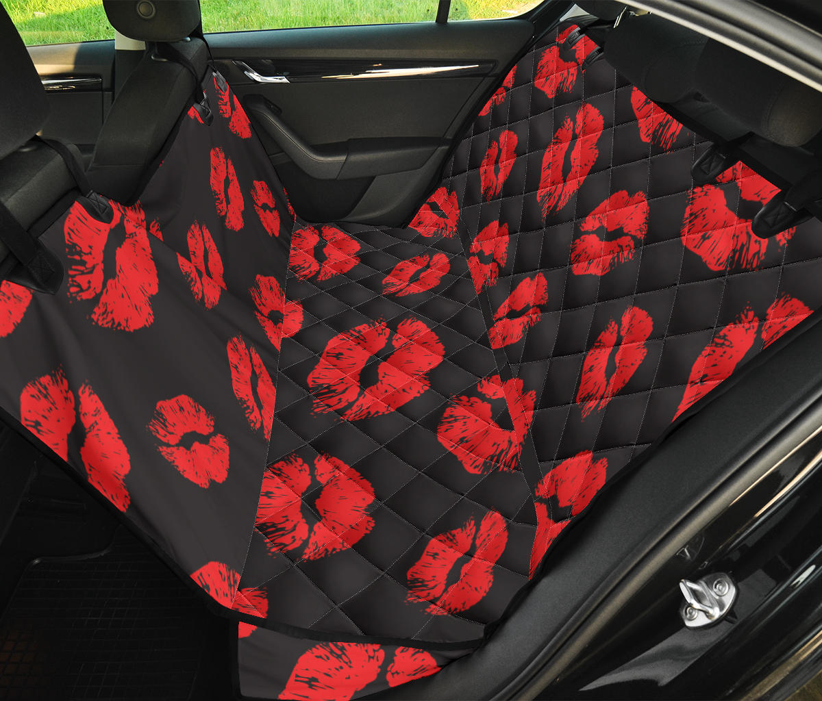 Lip Red Pattern Print Design 02 Rear Dog Car Seat Cover Hammock