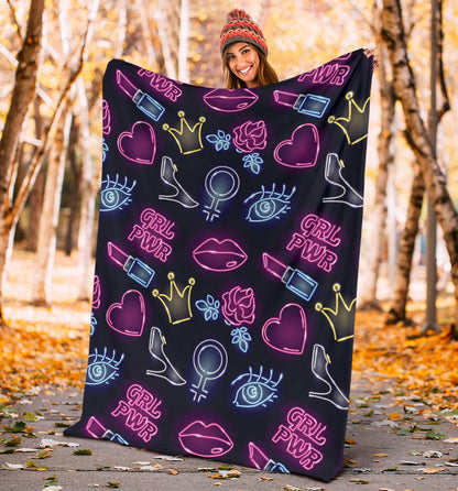 Lipstick Neon Pattern Print Design 02 Premium Blanket