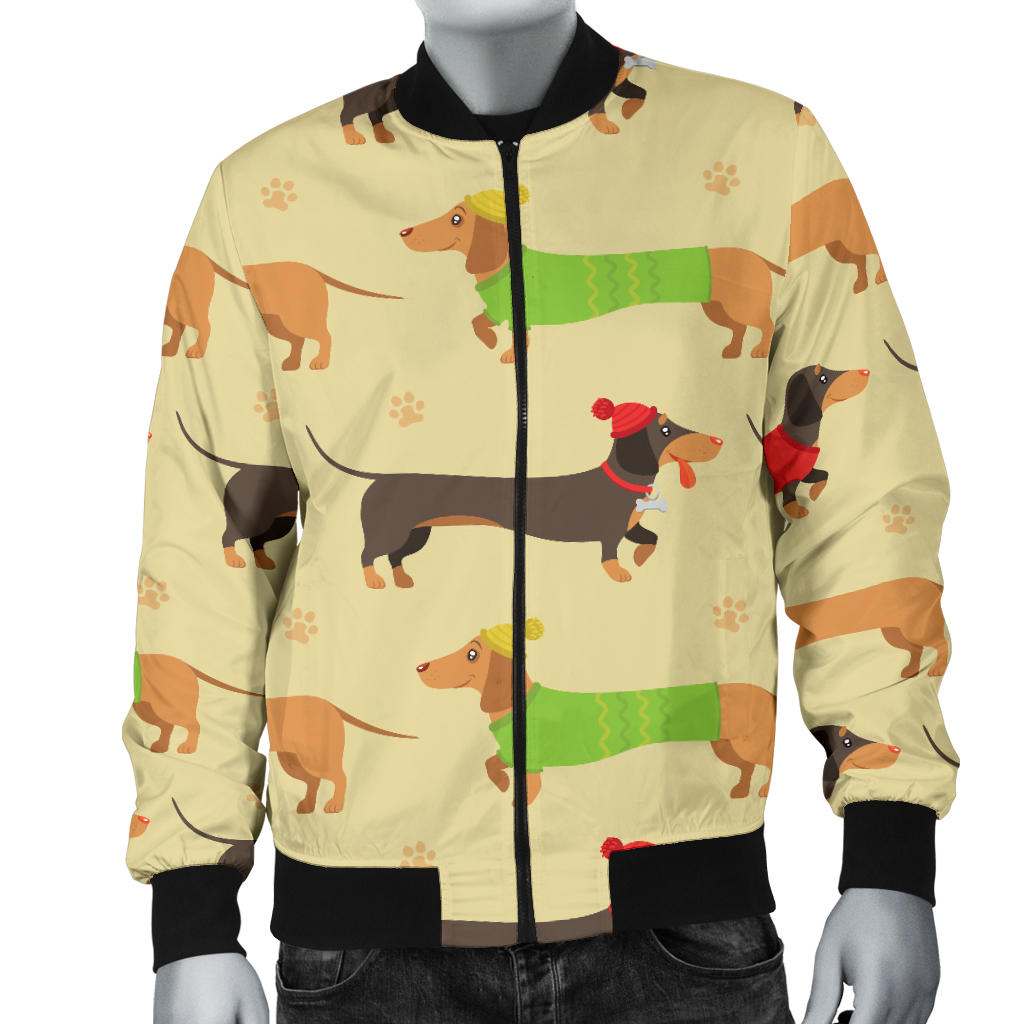 Dachshund Pattern Print Design 06 Men Bomber Jacket
