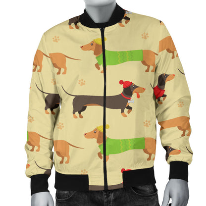 Dachshund Pattern Print Design 06 Men Bomber Jacket