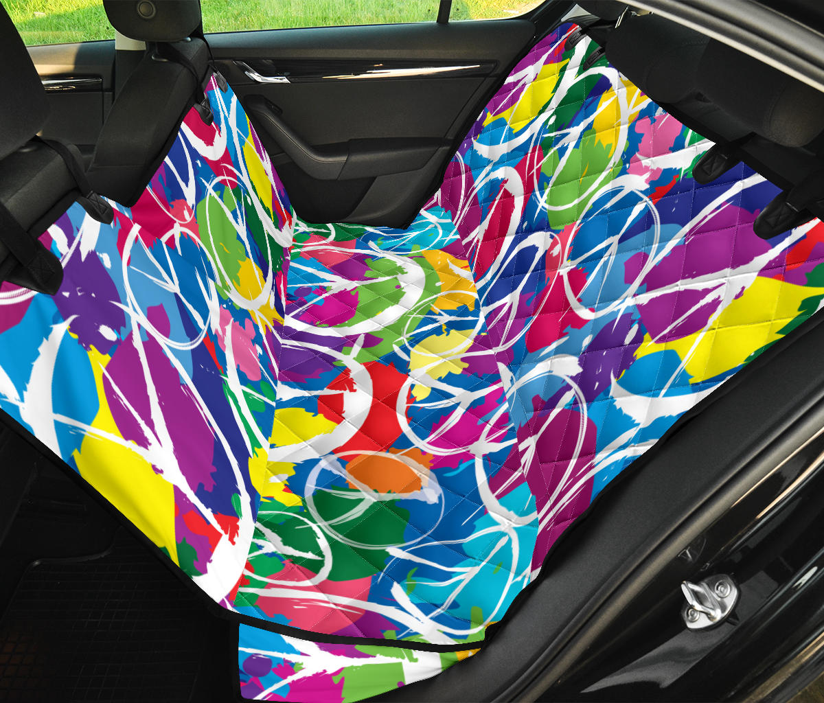 Peace Sign Colorful Pattern Print Design A02 Rear Dog Car Seat Cover Hammock