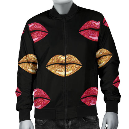Lip Pattern Print Design 03 Men Bomber Jacket