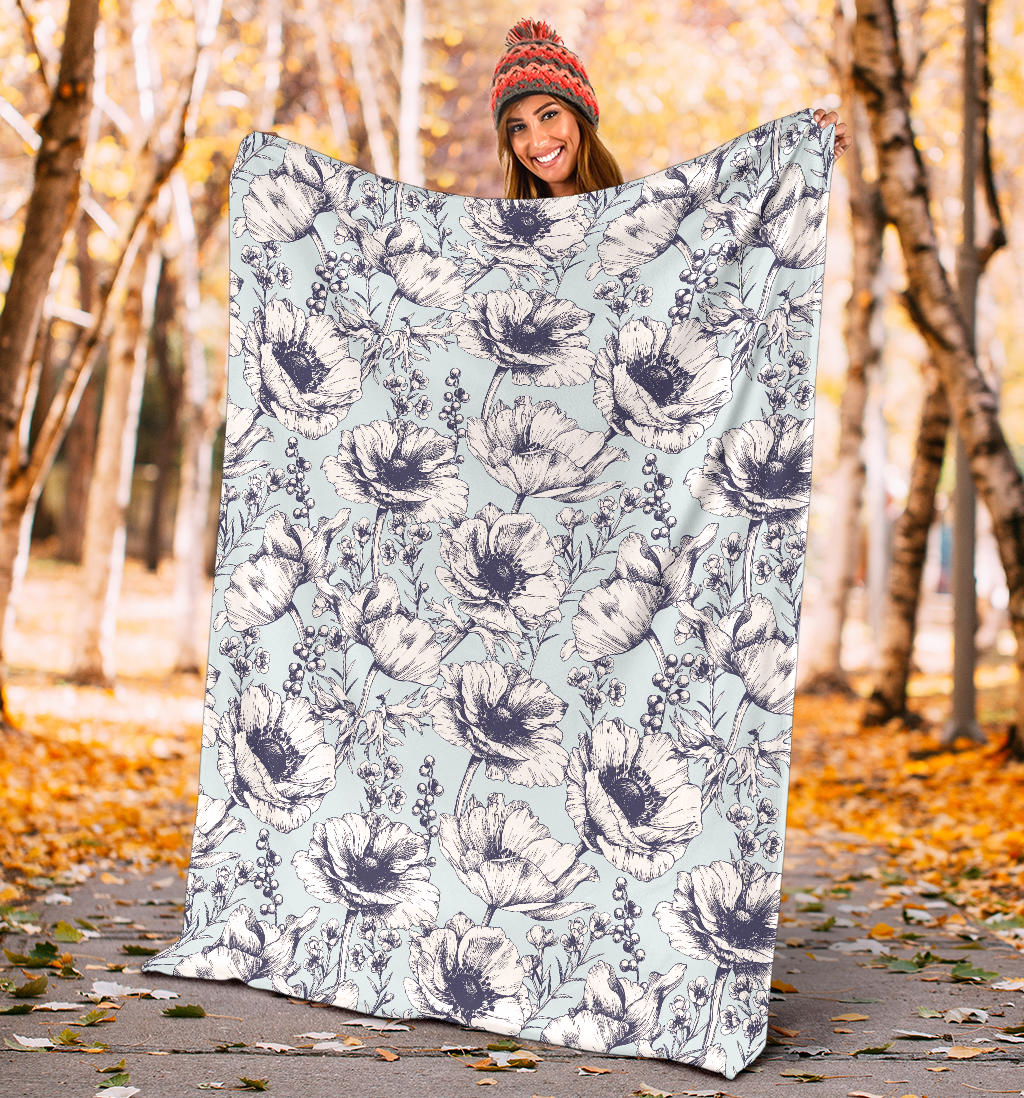 Anemone Pattern Print Design 02 Premium Blanket