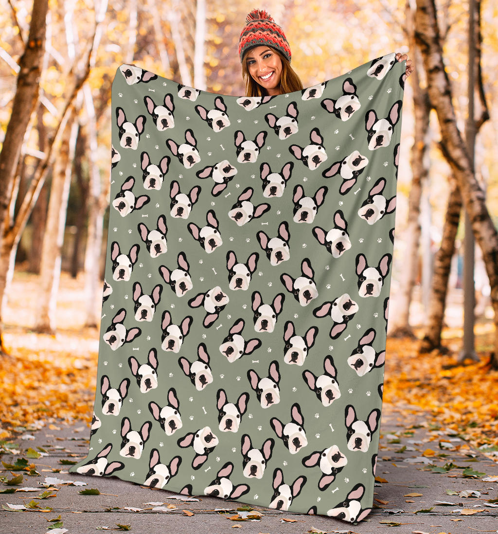 Boston Terrier Pattern Print Design 05 Premium Blanket