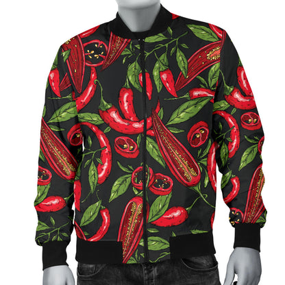 Chilli Pepper Pattern Print Design 02 Men Bomber Jacket