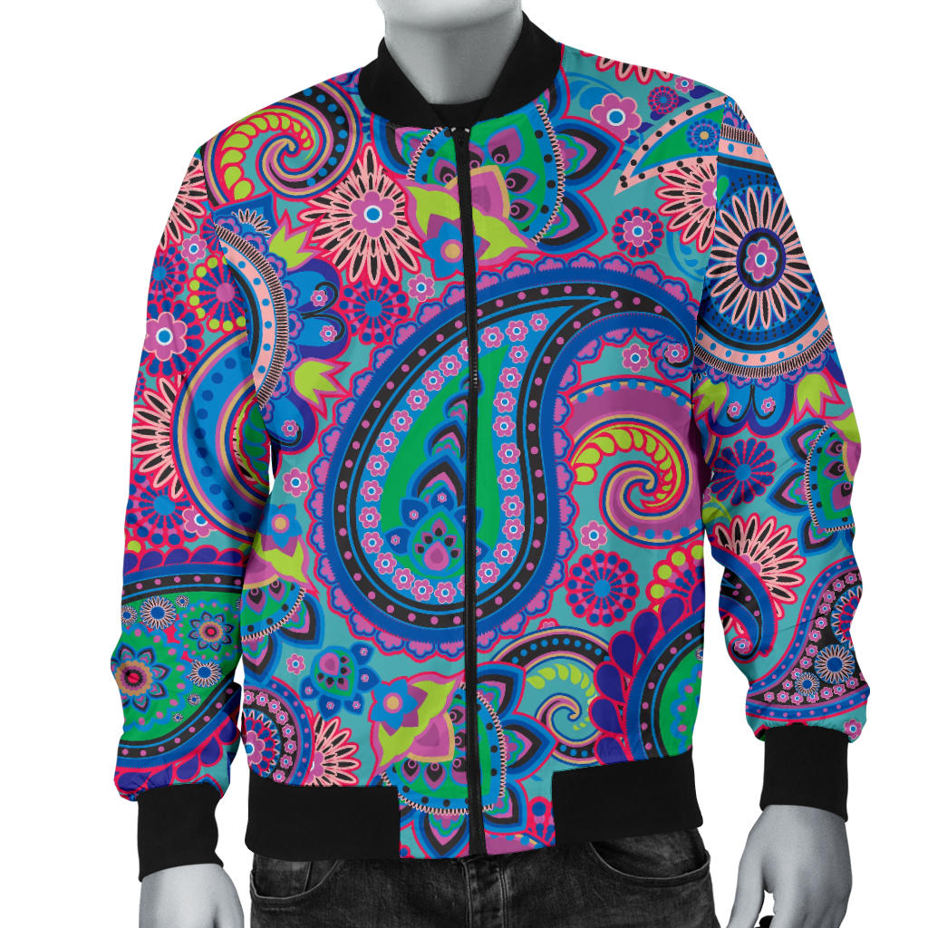 Paisley Colorful Pattern Print Design A02 Men Bomber Jacket