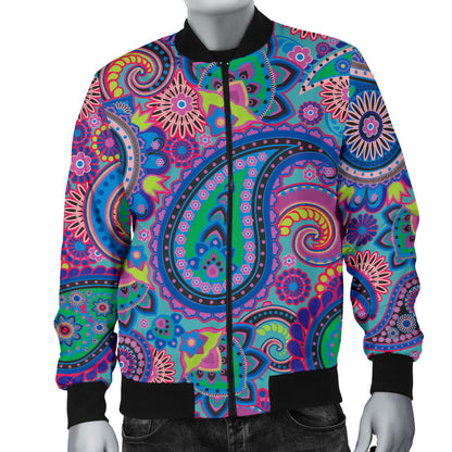 Paisley Colorful Pattern Print Design A02 Men Bomber Jacket